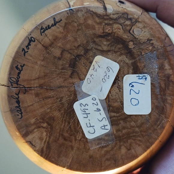 Wooden Flower Vase Hand Carved Turned Wood Decor One-of-a-kind #eshopchicago - Picture 8 of 10